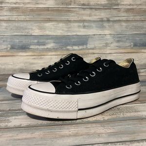Black Platform Low Top Converse 8.5